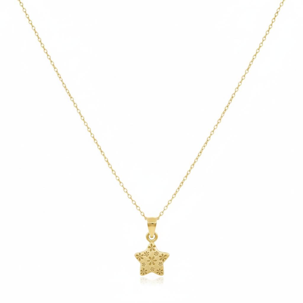 18K Real Gold Star Necklace - 18k Gold Necklace - Embellish Gold