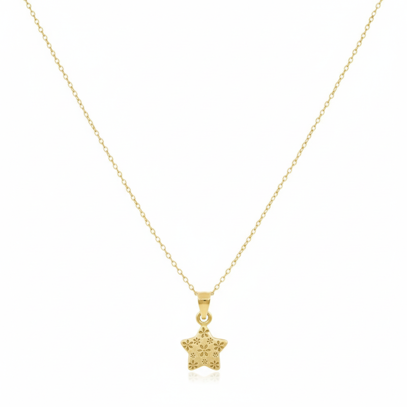 18K Real Gold Star Necklace - مجموعة احتفالية - Embellish Gold