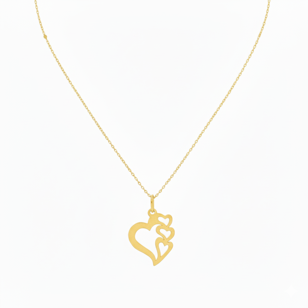 قلادة من الذهب السعودي الحقيقي عيار 18 قيراط مكونة من 4 قلوب 110