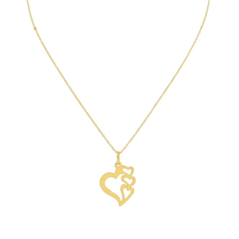 18K Saudi Gold 4 Heart Pendant Necklace Style 101 - Shop - Embellish Gold