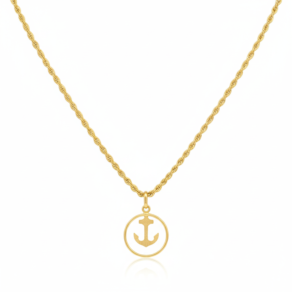18K Real Gold Anchor Necklace