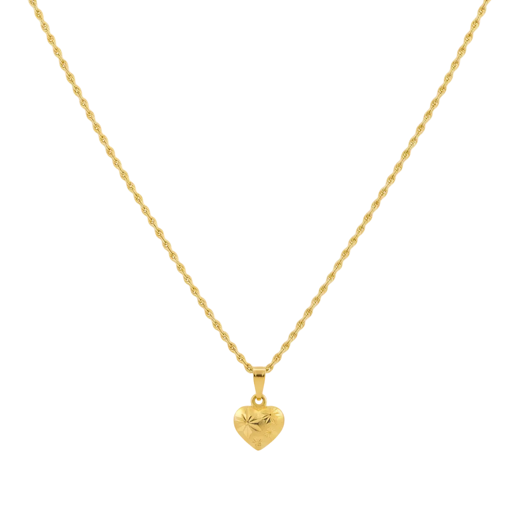 18K Real Gold Heart Necklace.