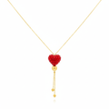 18K Real Gold Swarovski Red Heart Necklace