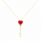 18K Real Gold Swarovski Red Heart Necklace
