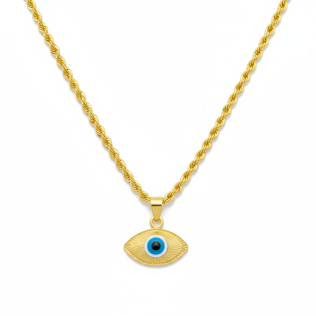 18K Gold Evil Eye Necklace - Necklaces - Embellish Gold