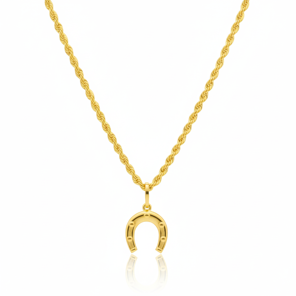 18K Real Gold Horseshoe Necklace - Necklaces - Embellish Gold
