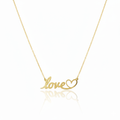 18K Real Gold Love With Heart Necklace