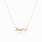 18K Real Gold Love With Heart Necklace
