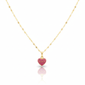 18K Real Gold Mirror Chain With Silver Heart