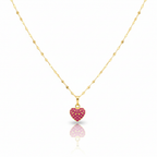 18K Real Gold Mirror Chain With Silver Heart