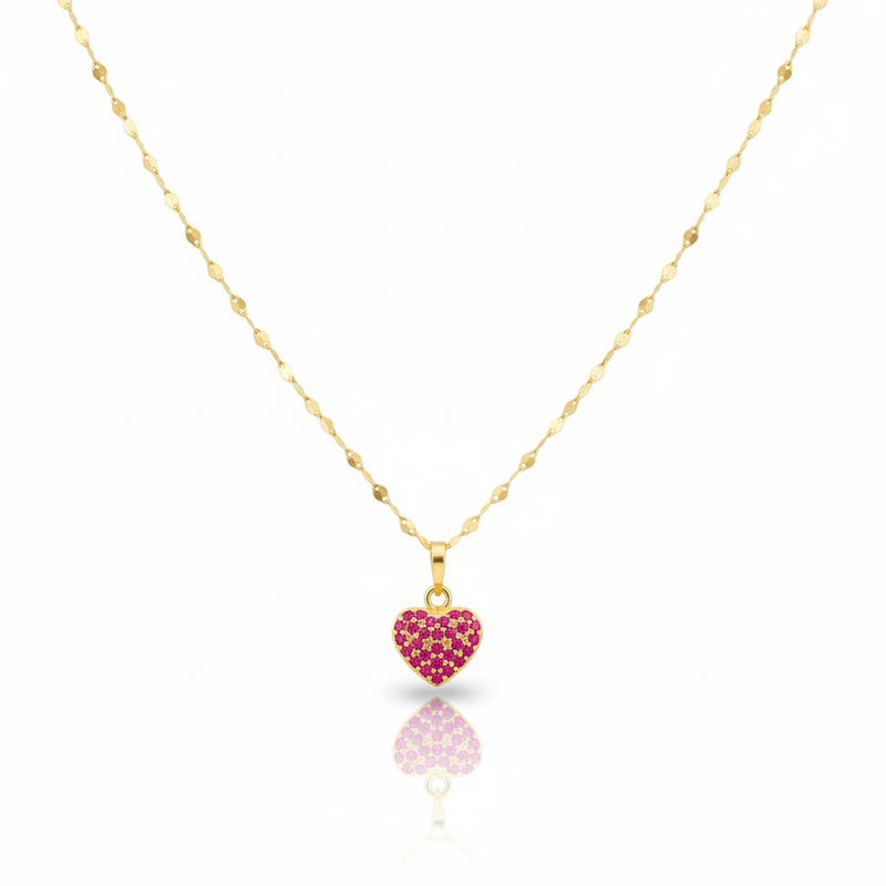 18K Real Gold Mirror Chain With Silver Heart - Festive Collection - Embellish Gold