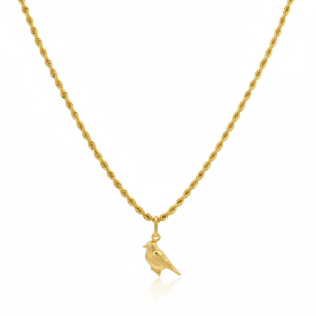 18K Gold Necklace With Bird Pendant