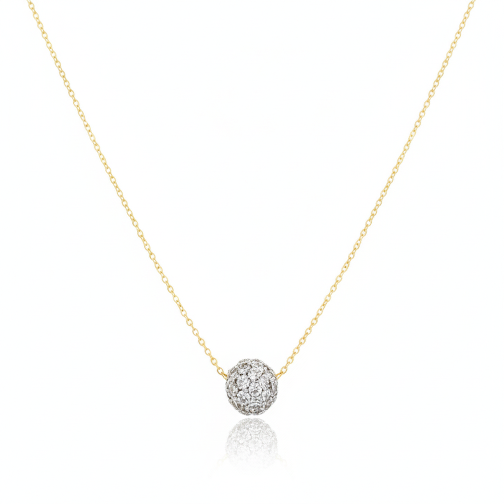 18K Real Gold Swarovski Necklace White