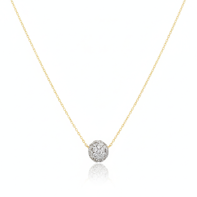 قلادة سواروفسكي من الذهب الحقيقي عيار 18 قيراط باللون الأبيض - 18k Gold Necklace - Embellish Gold
