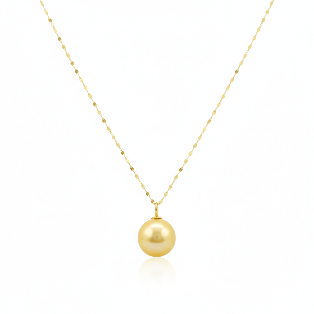 18K Real Gold Yellow Gold Pearl Necklace