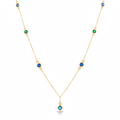 18K Real Gold Multi Color Round Stone Necklace
