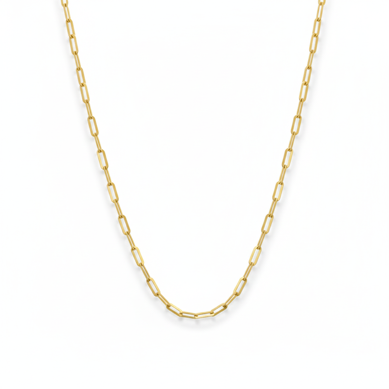 18K Real Gold Paper Clip Chain - 18k Gold Chain - Embellish Gold