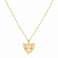 18k Gold Green Eye Tiger Necklace