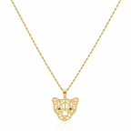 18k Gold Green Eye Tiger Necklace