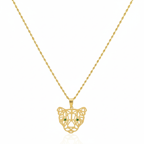 18k Gold Green Eye Tiger Necklace