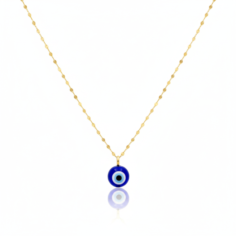 18K Real Gold Blue Evil Eye Necklace - ad collection - Embellish Gold