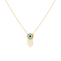 18K Real Gold Round Evil Eye Hanging Necklace
