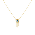 18K Real Gold Round Evil Eye Hanging Necklace