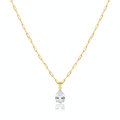 18k Real Gold Oval Stone Paper Clip Chain