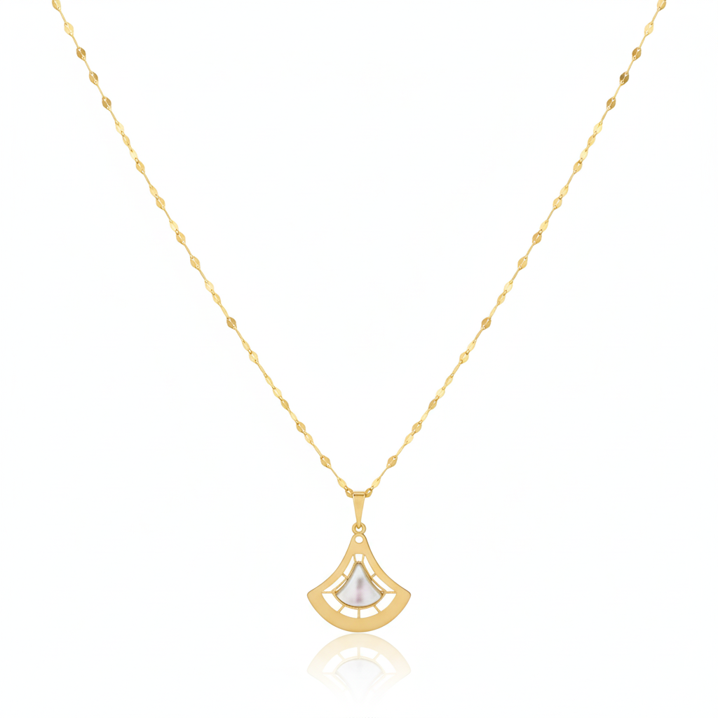 18K Real Gold White Droplet Necklace