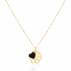 18K Gold 8 heart with black stone