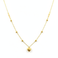 18K Gold Balls & Heart Necklace