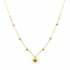18K Gold Balls & Heart Necklace