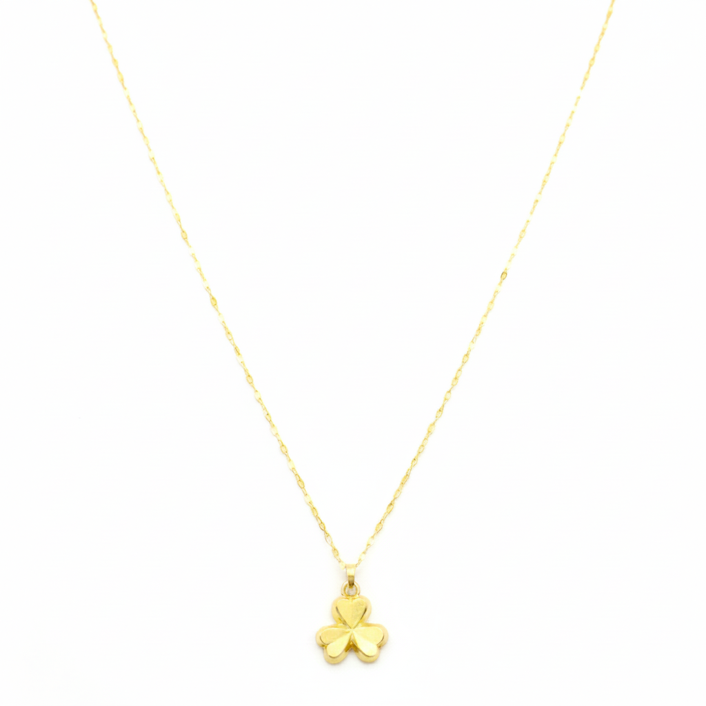 18K Real Gold 3 Petal Necklace