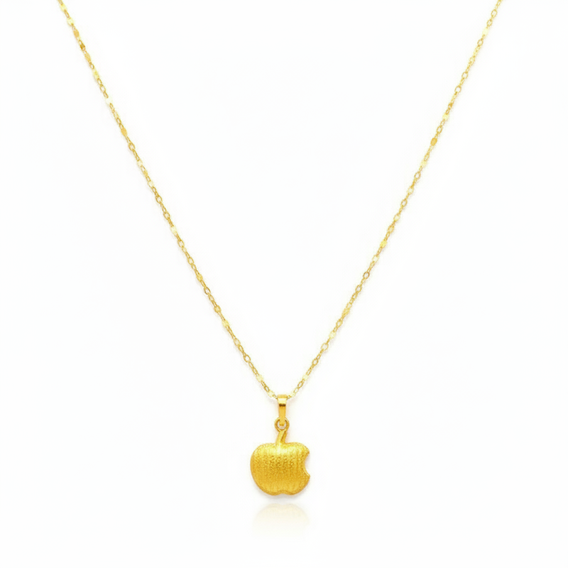18K Real Gold Apple Necklace - 18k Gold Necklace - Embellish Gold