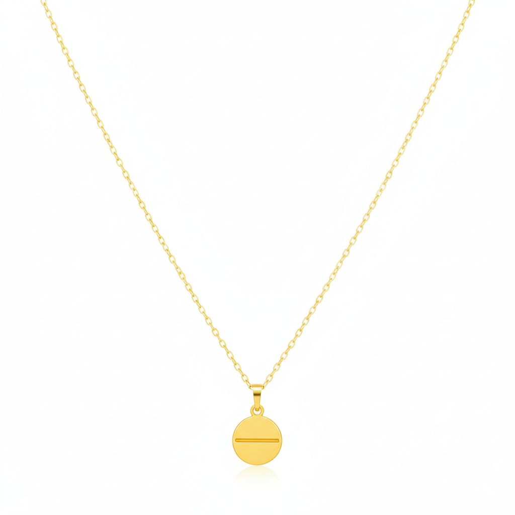 18K Real Gold Button Necklace - 18k Gold Necklace - Embellish Gold
