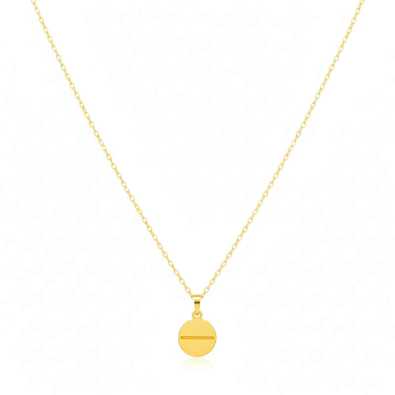 18K Real Gold Button Necklace - 18k Gold Necklace - Embellish Gold