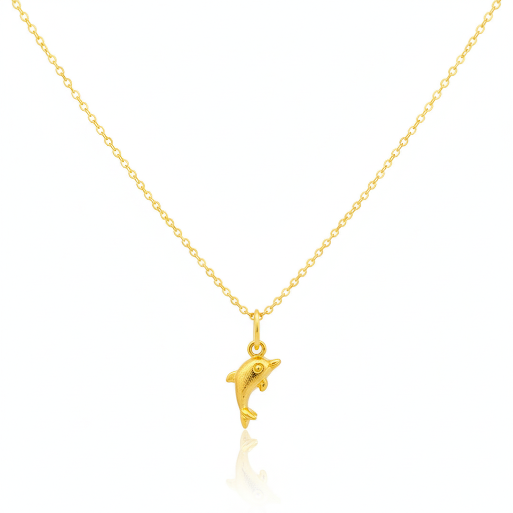 18K Real Gold Dolphine Necklace - 18k Gold Necklace - Embellish Gold