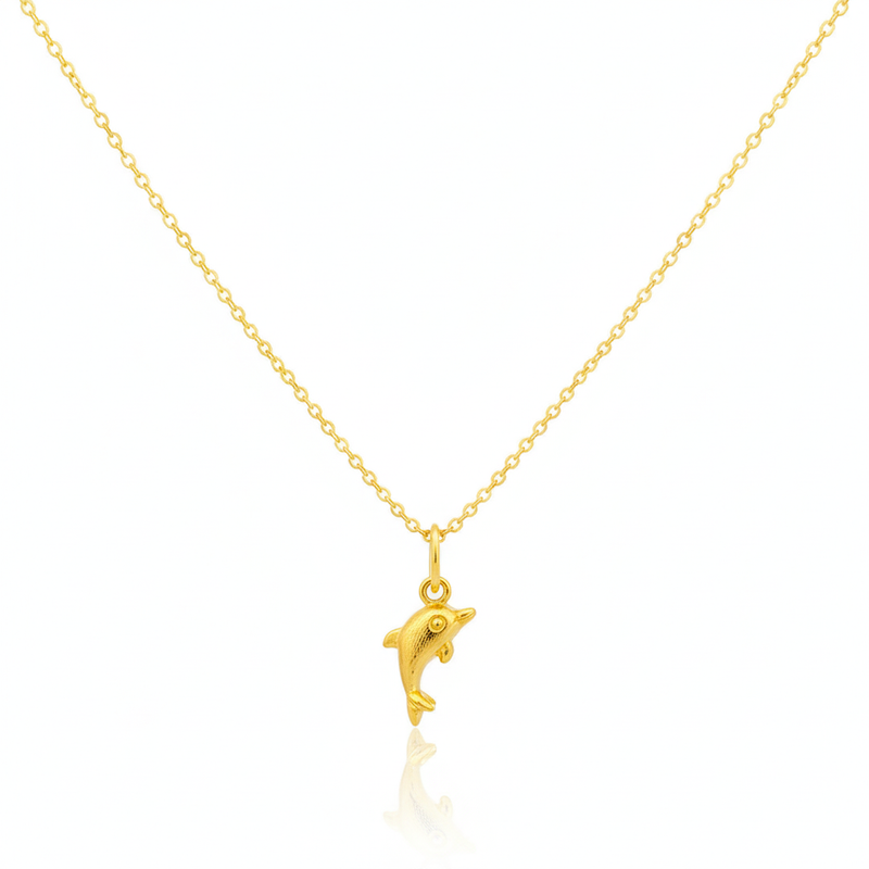 18K Real Gold Dolphine Necklace - 18k Gold Necklace - Embellish Gold