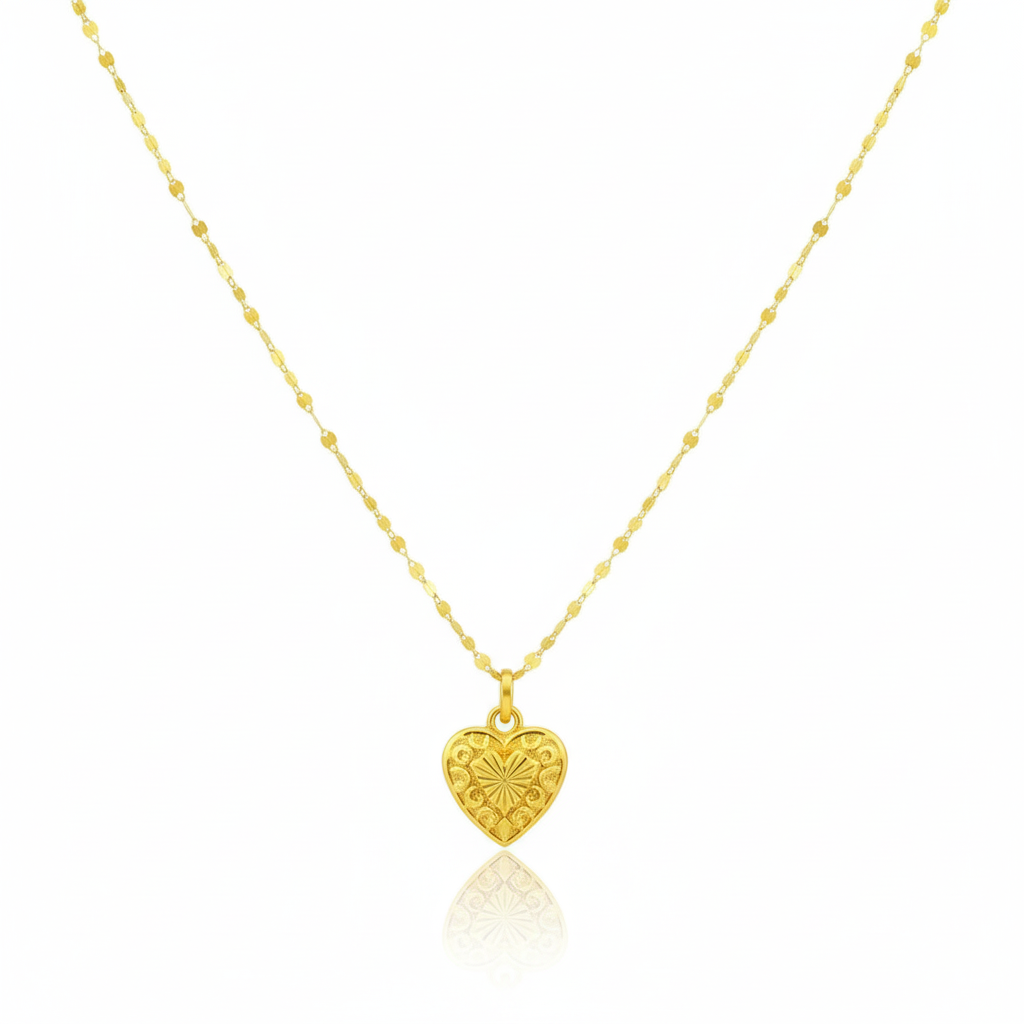 18K Real Gold IND Heart Necklace - 18k Gold Necklace - Embellish Gold