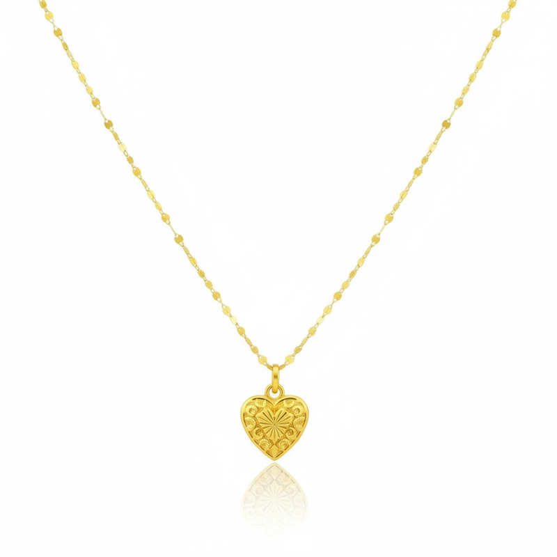 18K Real Gold IND Heart Necklace - 18k Gold Necklace - Embellish Gold