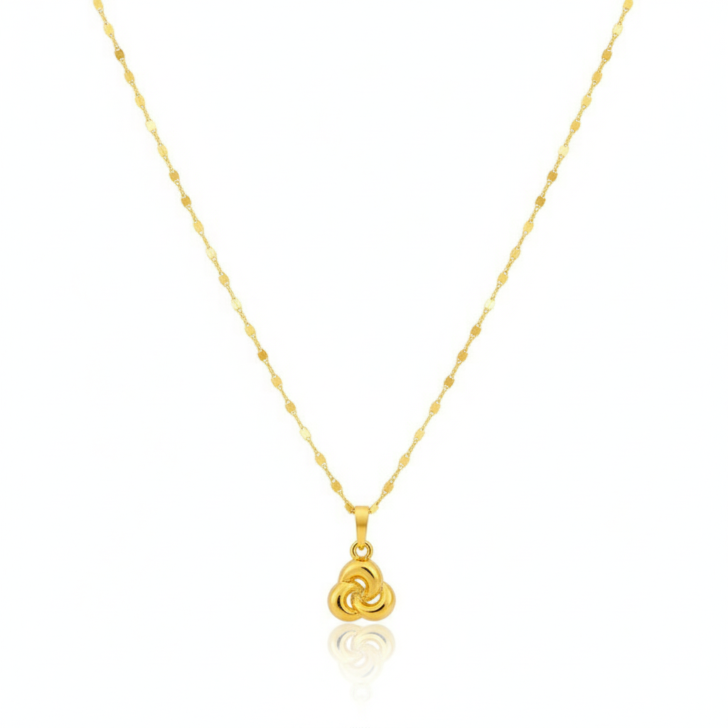 18K Real Gold Love Knot Necklace - 18k Gold Necklace - Embellish Gold