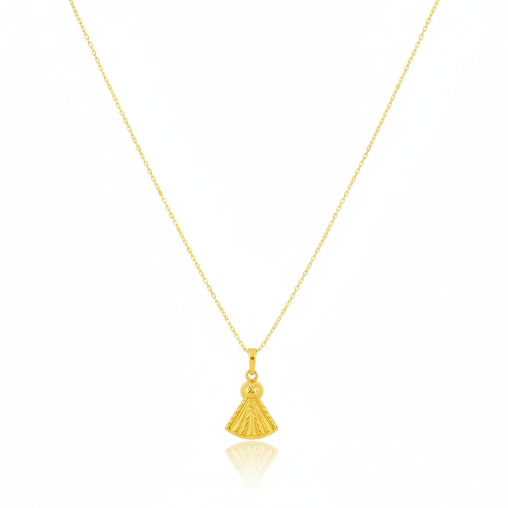 18K Real Gold  Ribbon Necklace - 18k Gold Necklace - Embellish Gold