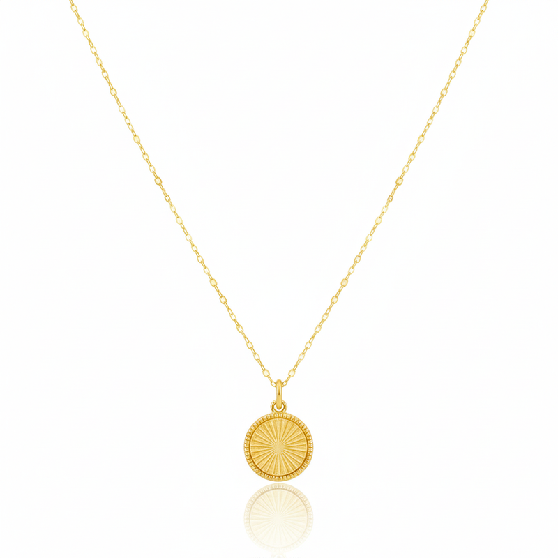 18K Real Gold Round Cut Necklace - 18k Gold Necklace - Embellish Gold