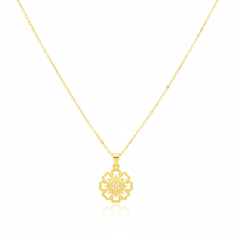 18K Real Gold Spot Flower Necklace - 18k Gold Necklace - Embellish Gold