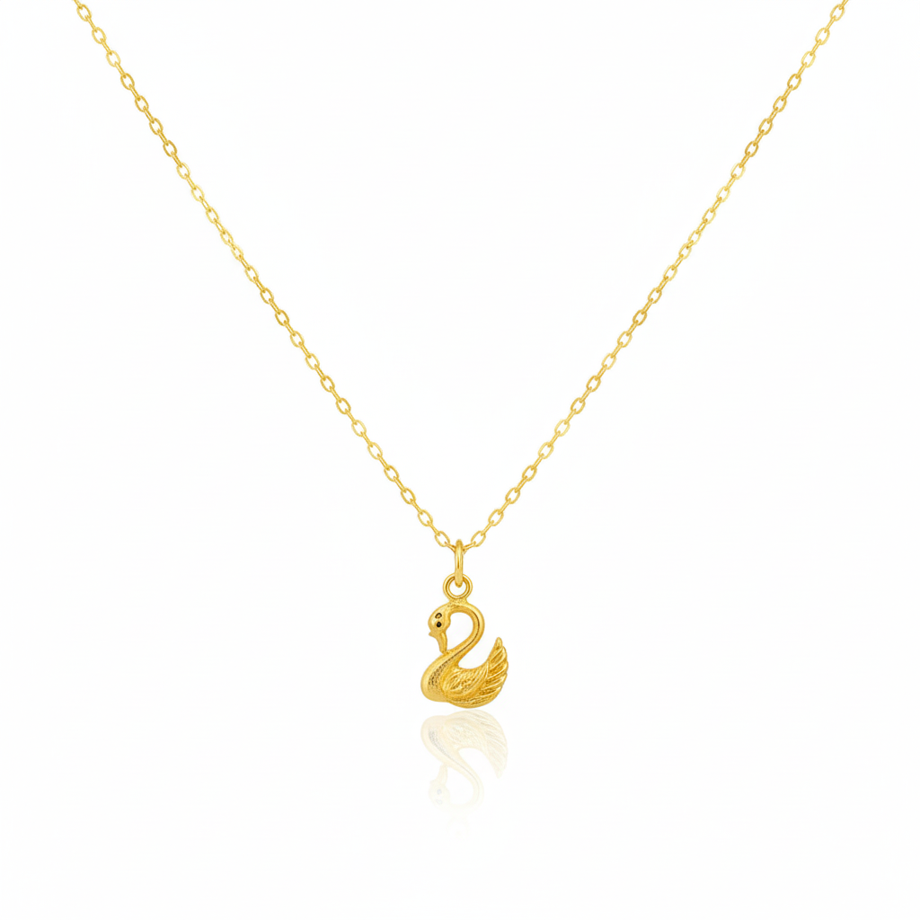 18K Real Gold Swan Necklace - 18k Gold Necklace - Embellish Gold