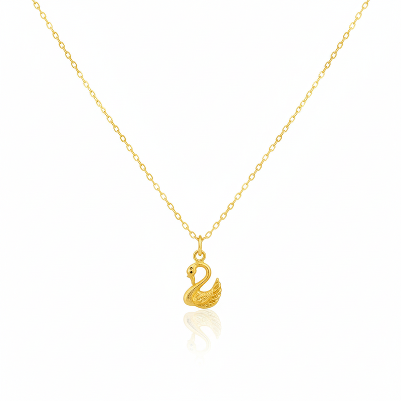 18K Real Gold Swan Necklace - 18k Gold Necklace - Embellish Gold