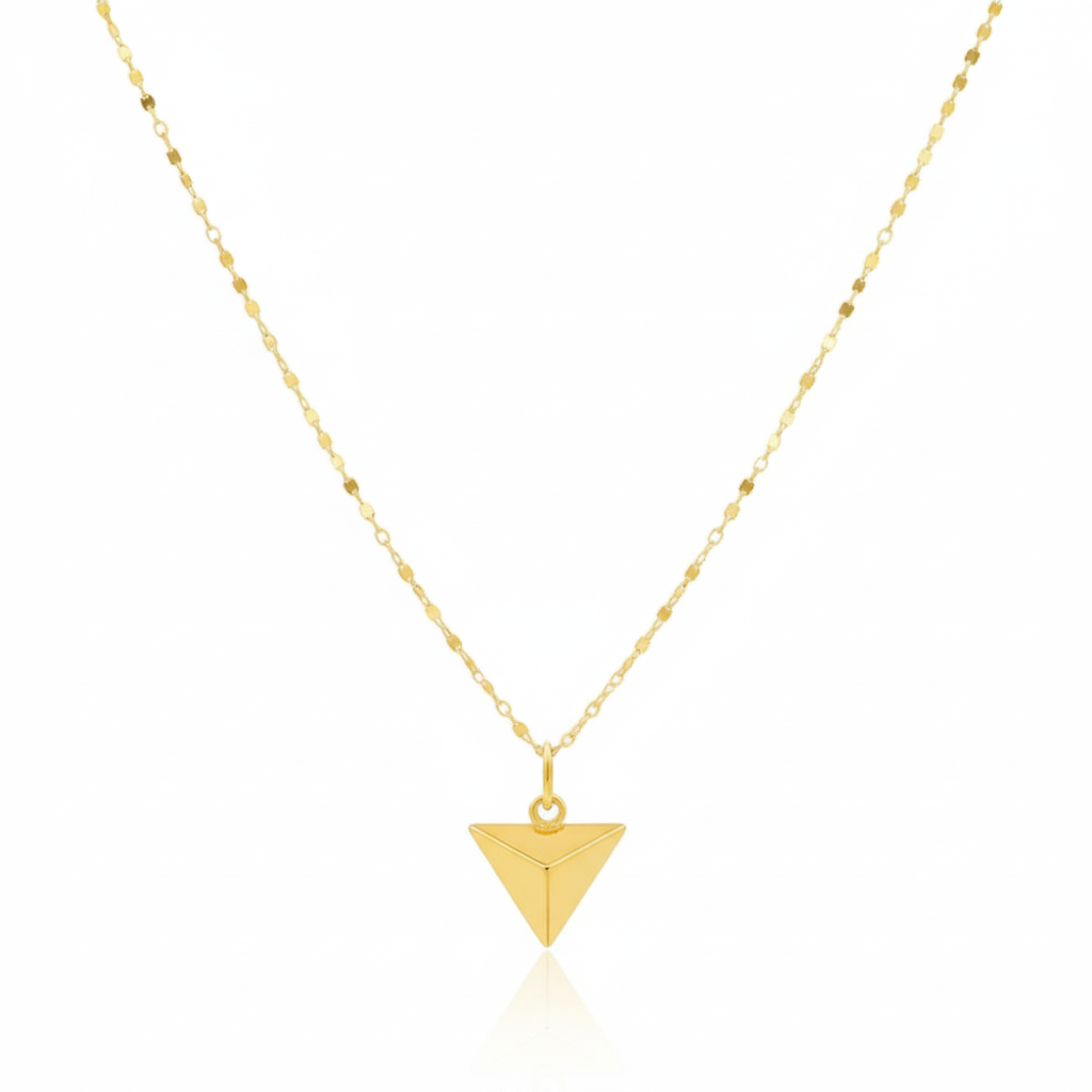 18K Real Gold Triangle Necklace - 18k Gold Necklace - Embellish Gold