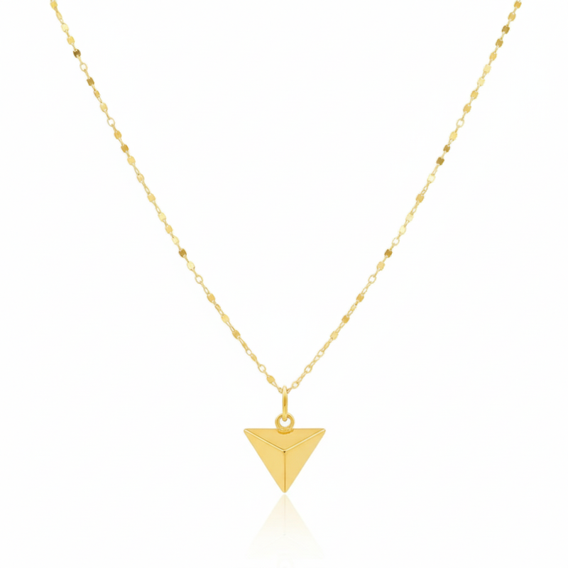 18K Real Gold Triangle Necklace - 18k Gold Necklace - Embellish Gold