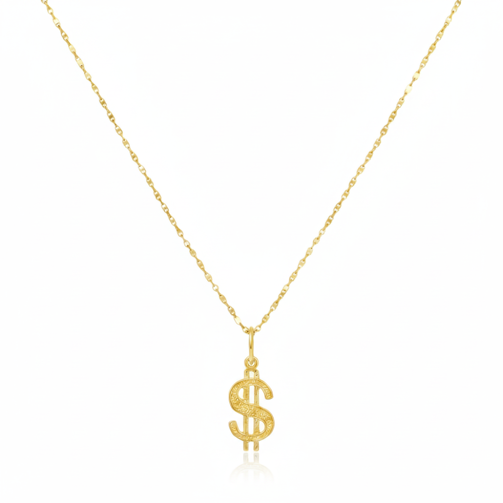 18K Real Gold Dollar Style Necklace - 18k Gold Necklace - Embellish Gold