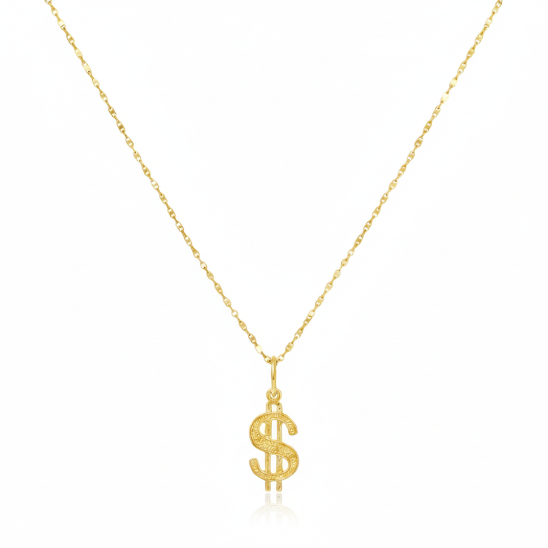 18K Real Gold Dollar Style Necklace - 18k Gold Necklace - Embellish Gold